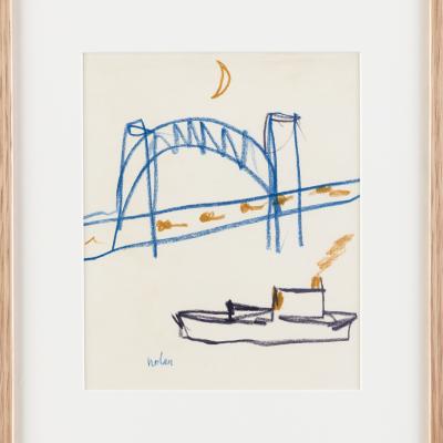 Sidney Nolan, Harbour Bridge, c.1979, crayon on paper. 